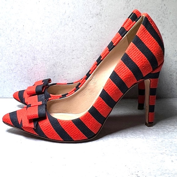 J Crew Collection Bow pumps in stripes w bow detail - Picture 2 of 7